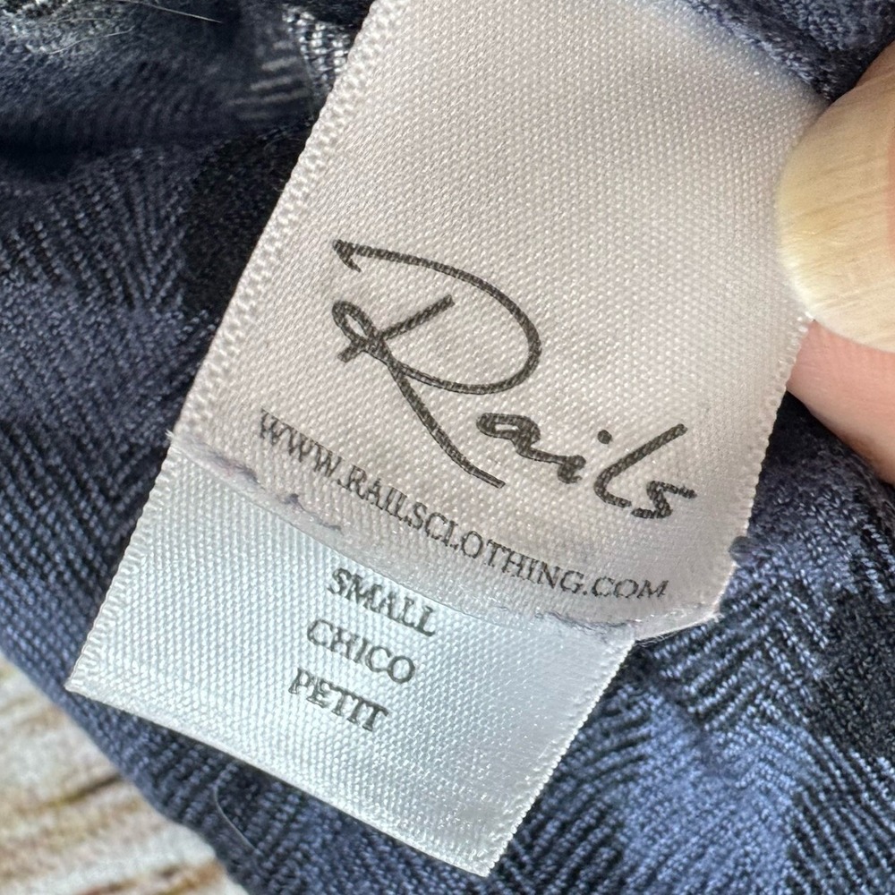 Rails Button Up Flannel Shirt Women's Small Blue Black White Plaid Long Sleeve - Picture 5 of 6